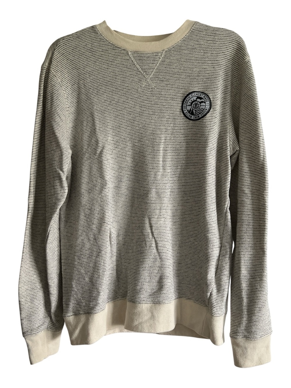 Element Men's Cream & Gray Striped Crewneck Sweater